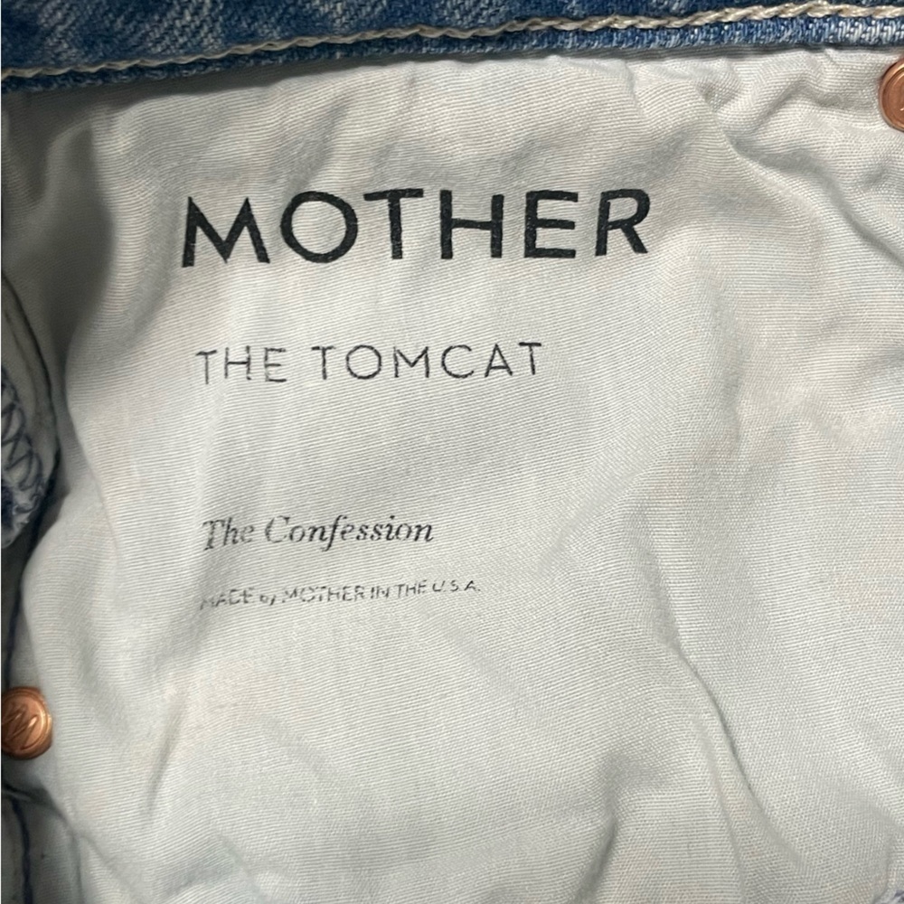 MOTHER SUPERIOR The Tomcat Ripped Crop Straight Leg Jeans 25 - Picture 13 of 16